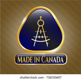  Shiny emblem with drawing compass icon and Made in Canada text inside