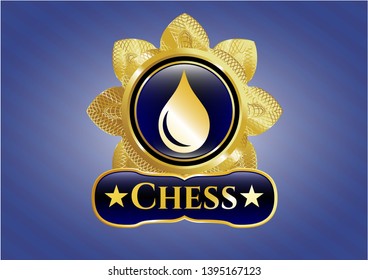  Shiny emblem with drop icon and Chess text inside