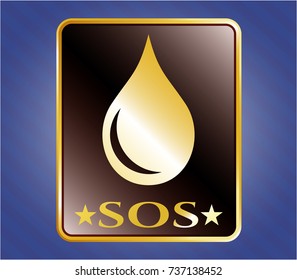  Shiny emblem with drop icon and SOS text inside
