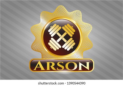  Shiny emblem with dumbbell icon and Arson text inside