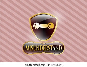  Shiny emblem with dumbbell icon and Misunderstand text inside