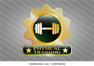  Shiny emblem with dumbbell icon and Physical Training text inside