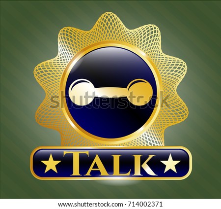  Shiny emblem with dumbbell icon and Talk text inside