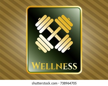  Shiny emblem with dumbbell icon and Wellness text inside
