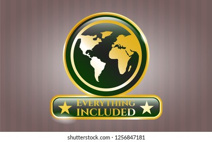  Shiny emblem with earth icon and Everything included text inside