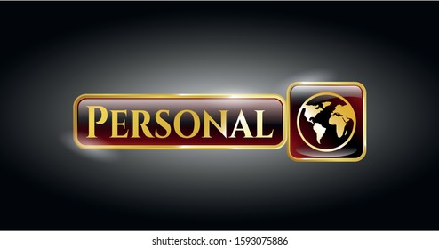  Shiny emblem with earth icon and Personal text inside