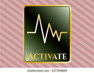  Shiny emblem with electrocardiogram icon and Activate text inside