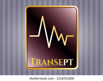  Shiny emblem with electrocardiogram icon and Transept text inside