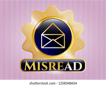  Shiny emblem with envelope icon and Misread text inside