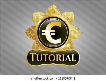   Shiny emblem with euro icon and Tutorial text inside