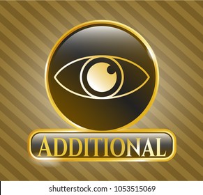  Shiny emblem with eye icon and Additional text inside