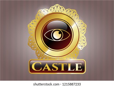  Shiny emblem with eye icon and Castle text inside