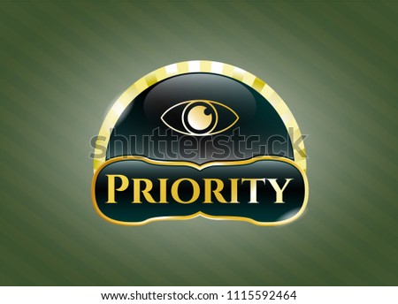   Shiny emblem with eye icon and Priority text inside