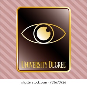  Shiny emblem with eye icon and University Degree text inside