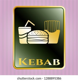  Shiny emblem with fast food icon and Kebab text inside