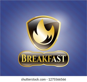  Shiny emblem with fire icon and Breakfast text inside