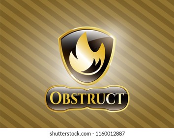  Shiny emblem with fire icon and Obstruct text inside