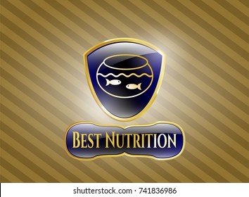  Shiny emblem with fishbowl with fish icon and Best Nutrition text inside