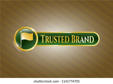  Shiny emblem with flag icon and Trusted Brand text inside