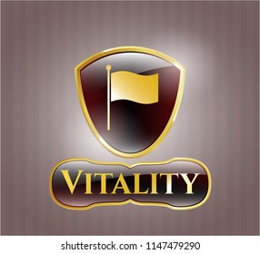  Shiny emblem with flag icon and Vitality text inside