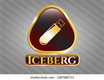  Shiny emblem with flash drive icon and Iceberg text inside