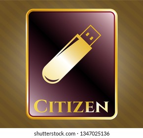  Shiny emblem with flash drive icon and Citizen text inside