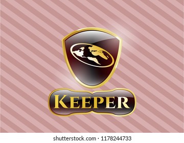  Shiny emblem with flat earth icon and Keeper text inside