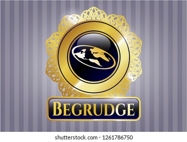  Shiny emblem with flat earth icon and Begrudge text inside