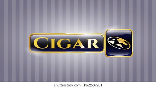  Shiny emblem with flat earth icon and Cigar text inside