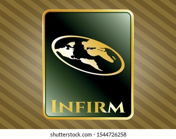  Shiny emblem with flat earth icon and Infirm text inside