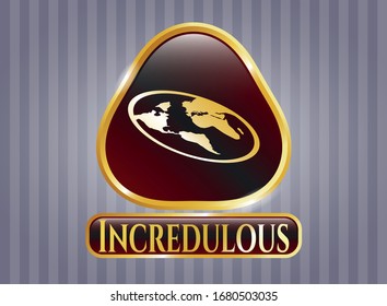  Shiny emblem with flat earth icon and Incredulous text inside