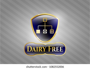   Shiny emblem with flowchart icon and Dairy Free text inside