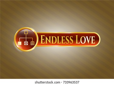  Shiny emblem with flowchart icon and Endless Love text inside