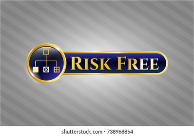  Shiny emblem with flowchart icon and Risk Free text inside