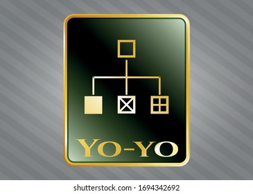  Shiny emblem with flowchart icon and Yo-yo text inside