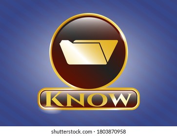 Shiny emblem with folder icon and Know text inside