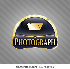  Shiny emblem with folder icon and Photograph text inside