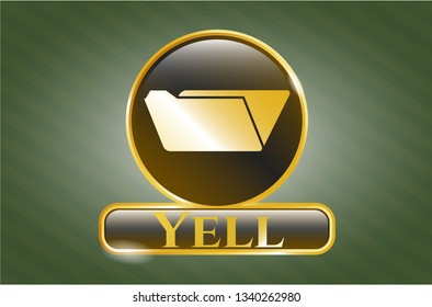  Shiny emblem with folder icon and Yell text inside