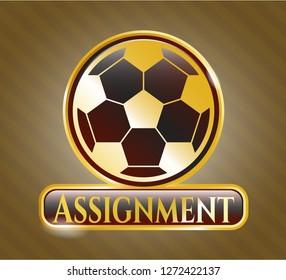  Shiny emblem with football ball icon and Assignment text inside