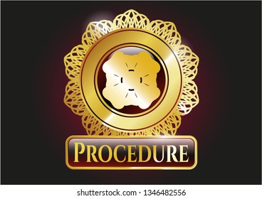 Shiny emblem with four leaf clover icon and Procedure text inside