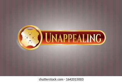  Shiny emblem with four leaf clover icon and Unappealing text inside