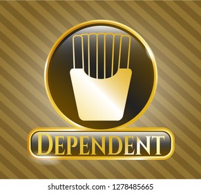  Shiny emblem with fries icon and Dependent text inside