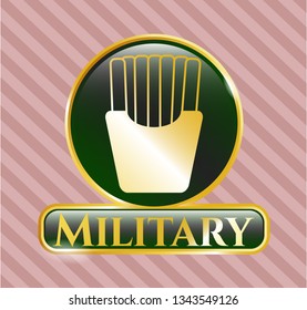  Shiny emblem with fries icon and Military text inside