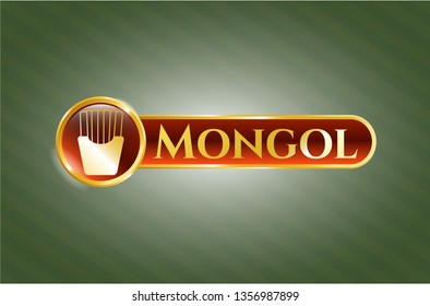  Shiny emblem with fries icon and Mongol text inside