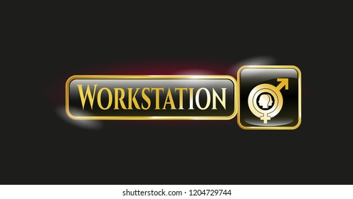  Shiny emblem with gender dysphoria icon and Workstation text inside