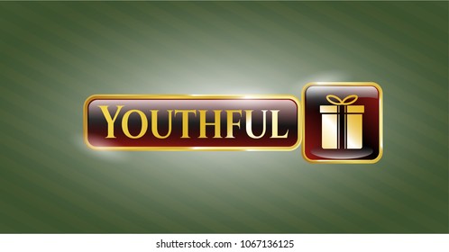  Shiny emblem with gift box icon and Youthful text inside