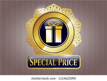  Shiny emblem with gift box icon and Special Price text inside