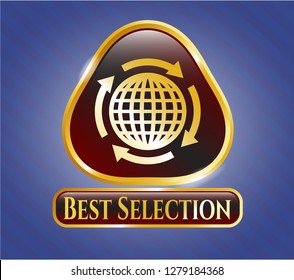  Shiny emblem with globalization icon and Best Selection text inside