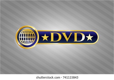  Shiny emblem with globe, website icon and DVD text inside