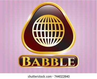  Shiny emblem with globe, website icon and Babble text inside